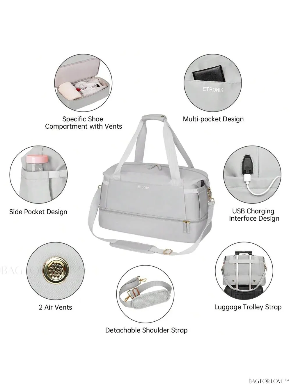 BagForLove - Weekend Getaway Bag For Women Featuring A Wet Pocket