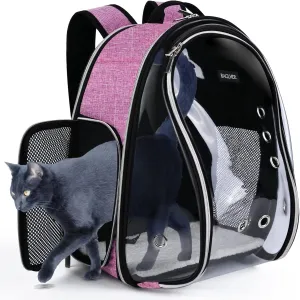 BAGLHER Cat Carrier Backpack Bubble - Fit Up to 18 Lbs - Airline-Approved Dog Backpack Carrier for Small Pets Puppies Dogs Bunny, Space Capsule Dog Carrier Backpack for Travel Outdoor Hiking, Pink