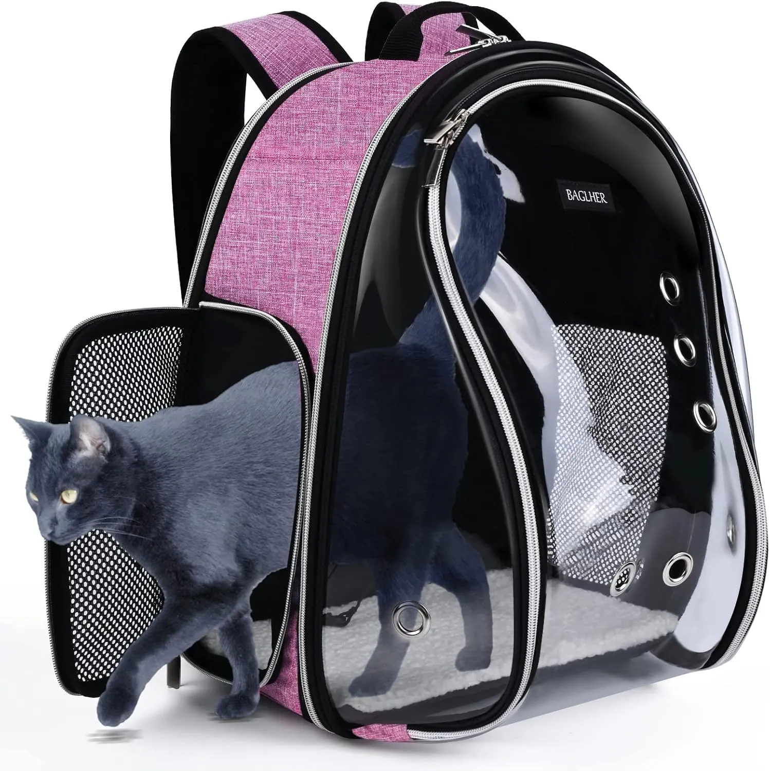 BAGLHER Cat Carrier Backpack Bubble - Fit Up to 18 Lbs - Airline-Approved Dog Backpack Carrier for Small Pets Puppies Dogs Bunny, Space Capsule Dog Carrier Backpack for Travel Outdoor Hiking, Pink