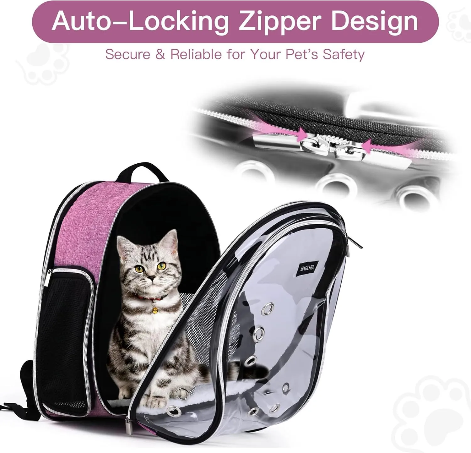 BAGLHER Cat Carrier Backpack Bubble - Fit Up to 18 Lbs - Airline-Approved Dog Backpack Carrier for Small Pets Puppies Dogs Bunny, Space Capsule Dog Carrier Backpack for Travel Outdoor Hiking, Pink