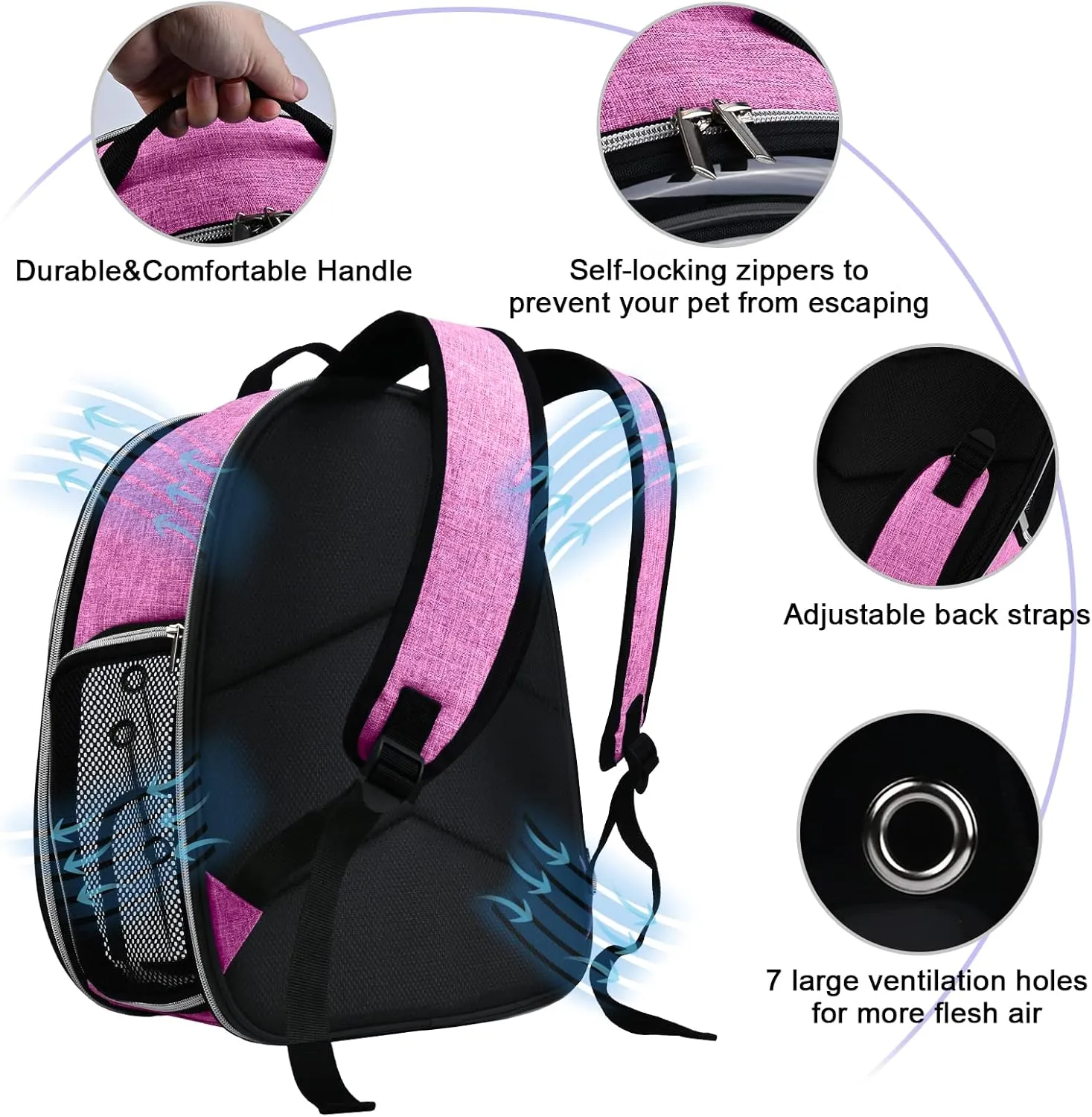 BAGLHER Cat Carrier Backpack Bubble - Fit Up to 18 Lbs - Airline-Approved Dog Backpack Carrier for Small Pets Puppies Dogs Bunny, Space Capsule Dog Carrier Backpack for Travel Outdoor Hiking, Pink