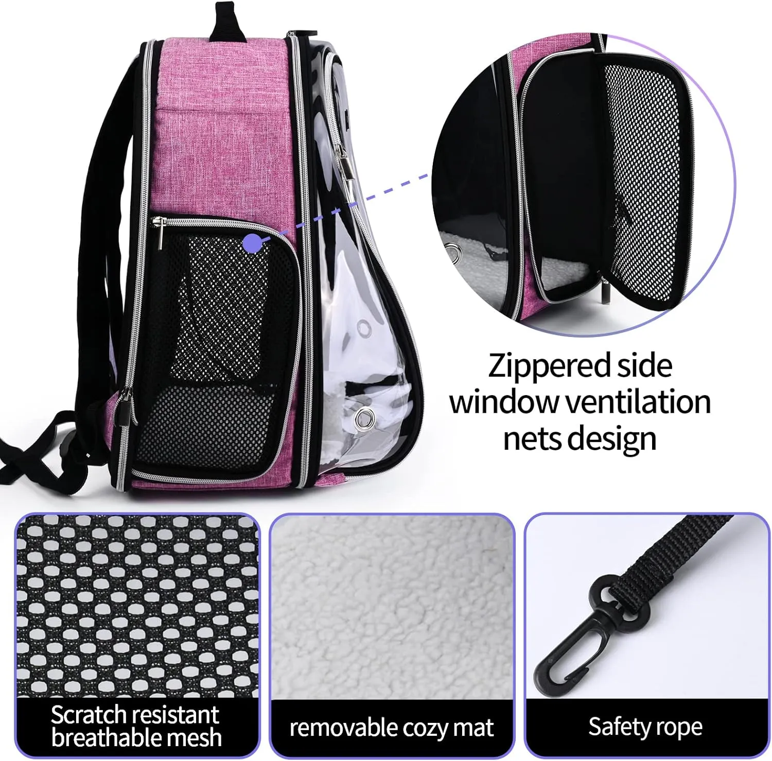 BAGLHER Cat Carrier Backpack Bubble - Fit Up to 18 Lbs - Airline-Approved Dog Backpack Carrier for Small Pets Puppies Dogs Bunny, Space Capsule Dog Carrier Backpack for Travel Outdoor Hiking, Pink