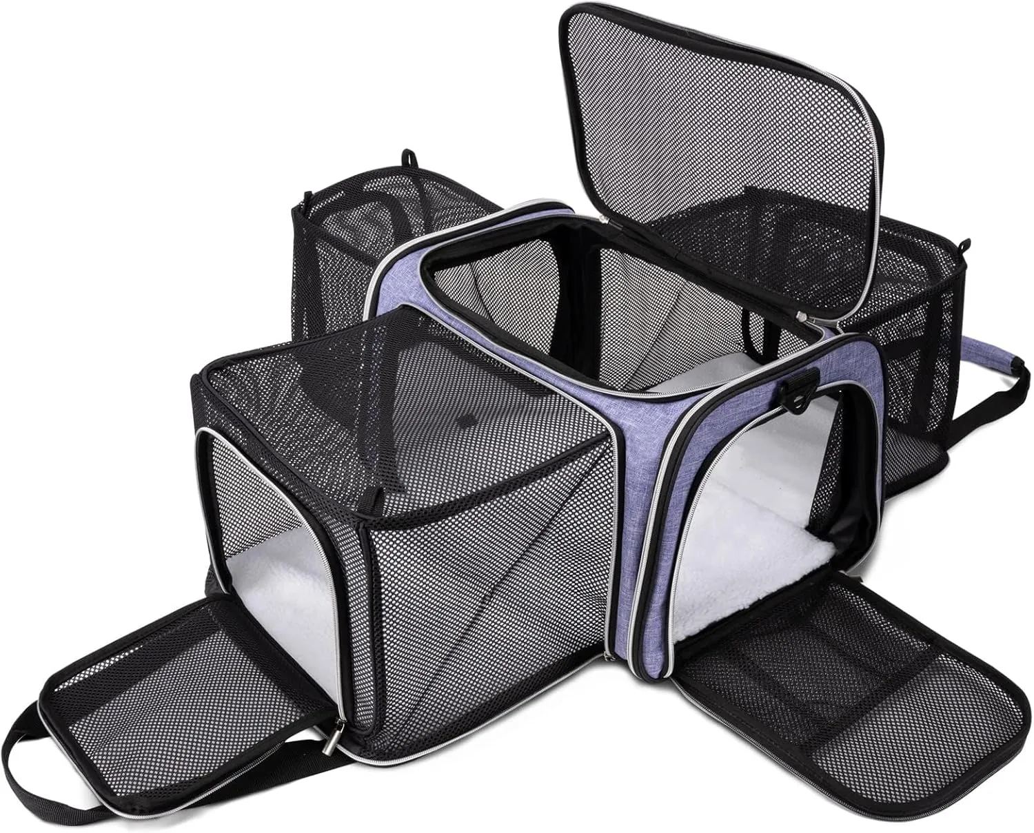BAGLHER Cat Carrier Bag,Airline Approved Pet Carrier Soft Side Pet Travel 5 Sides Open Doors 3 Sides Expandable Foldable Dog Carrier with Fleece Pad