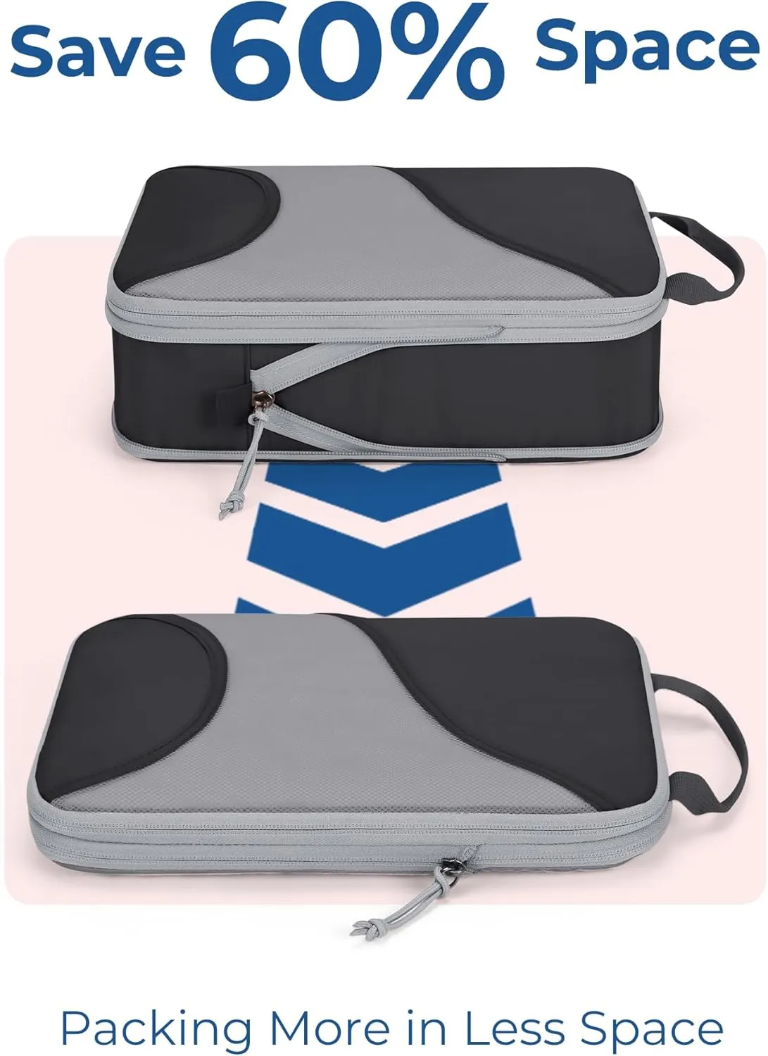 BAGSMART Compression Packing Cubes - 6 Set Travel Packing Cubes for Suitcases, Compression Suitcase Organizers with Shoe Bag