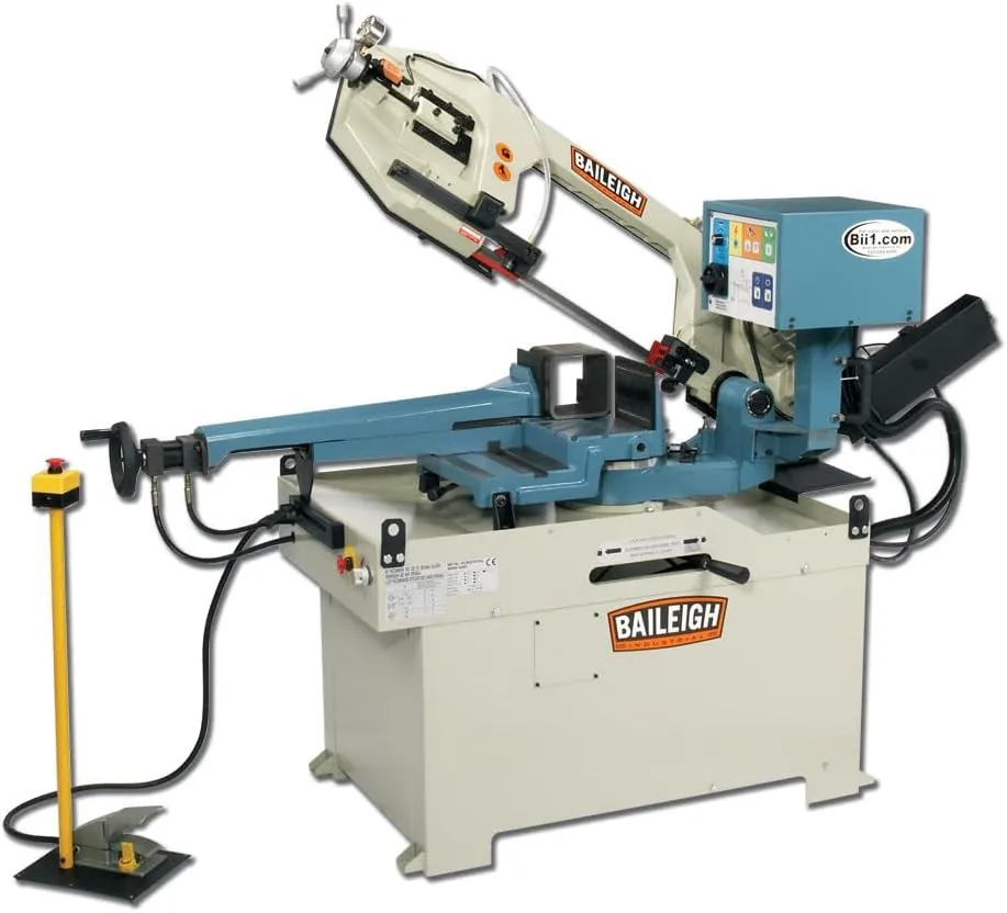 Baileigh 10-1/2-Inch Dual-Miter Semi-Automatic Horizontal Bandsaw, 2 HP, 1Ph 220V (Model BS-350SA)
