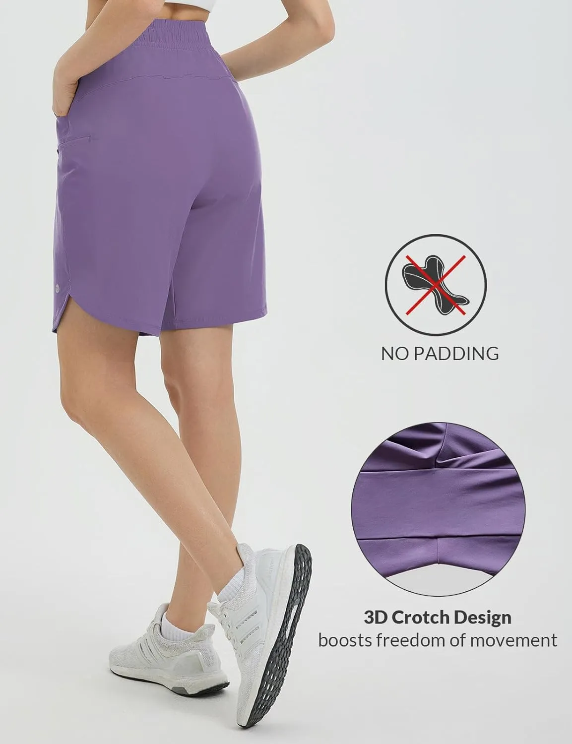baleaf Women's Bermuda Long Shorts 9" Above Knee Length Quick Dry Lightweight Zipper Pockets Casual Summer Athletic UPF 50 