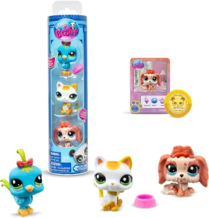 BANDAI Littlest Pet Shop, Set of 3 Pets LPS City Vibe, Moving Heads, Generation 7, Pets from #35 to #42, for Kids 4 Years  , BF00551 Multicolor