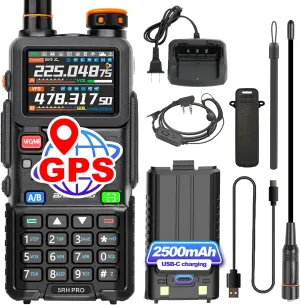 BAOFENG 5RH PRO GPS 10W Ham Radio (Upgrade of baofeng 5RM) Long Range Handheld Two Way Radio NOAA Weather Receiver Rechargeable Walkie Talkies with USB-C Charging 2500mAh Battery
