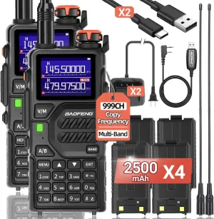 BAOFENG K5 Plus Ham Radio Handheld Long Range Walkie Talkies High Power NOAA Weather Receiver Copy Frequency USB-C Charger K5PLUS AR-5RM Two Way Radio with 4X2500mAh Battery (2 Pack)