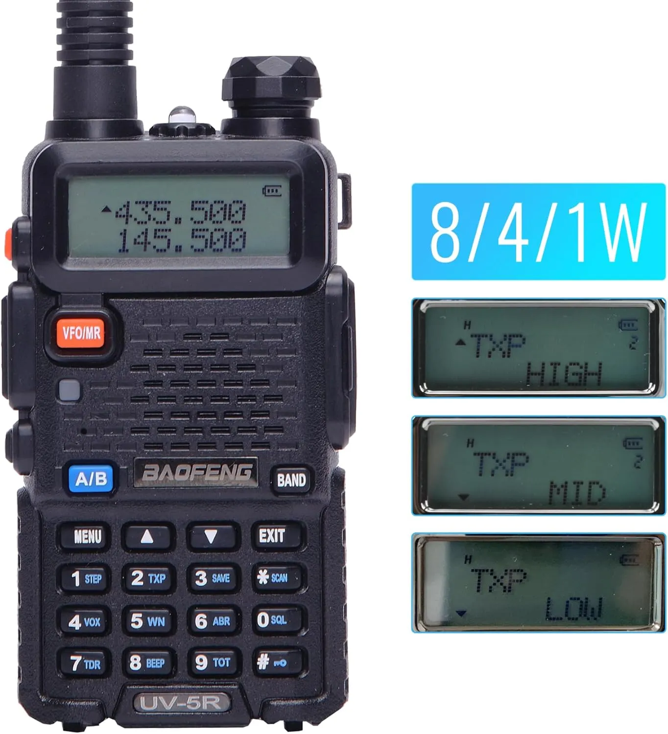 BAOFENG UV-5R 8W Ham Radio Handheld 2 Way Radio Long Range Dual Band VHF UHF Rechargeable Amateur Portable Walkie Talkie for Adults Hiking Hunting Camping Skiing Trip, Chirp Compatible