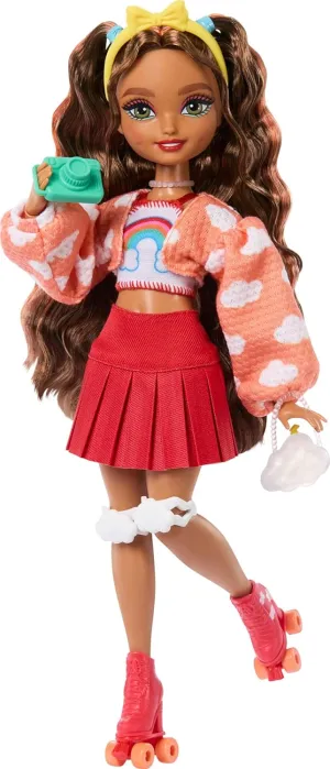 Barbie Dream Besties Doll and Accessories, Teresa Posable Roller Skating Fashion Doll with Brown Hair, 9Video Game Themed Pieces