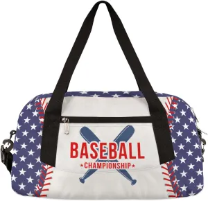Baseball Stitches Kids Duffel Bag for Girls Boys Teens, Stars Pattern Dance Bag Overnight Small Duffel Bag Carry On Weekend Sports Gym Travel Bag for School Practice Gymnastics Ballet