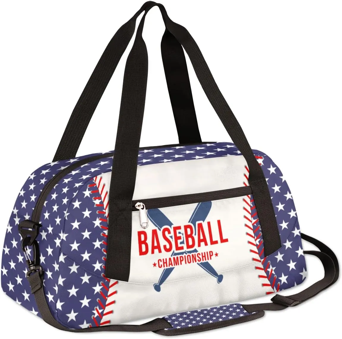 Baseball Stitches Kids Duffel Bag for Girls Boys Teens, Stars Pattern Dance Bag Overnight Small Duffel Bag Carry On Weekend Sports Gym Travel Bag for School Practice Gymnastics Ballet