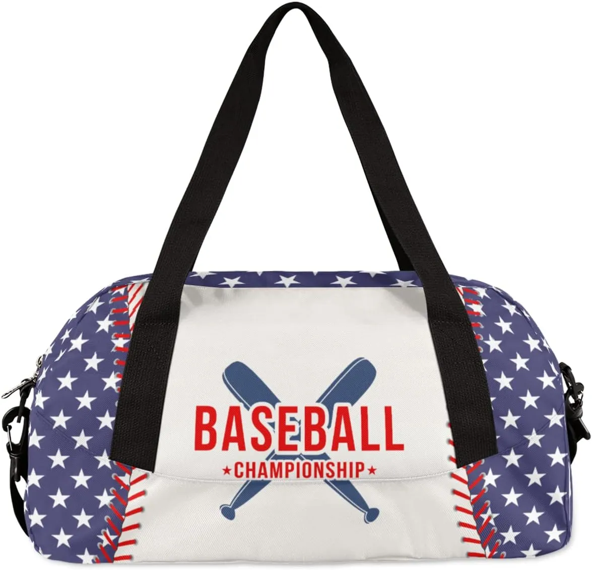 Baseball Stitches Kids Duffel Bag for Girls Boys Teens, Stars Pattern Dance Bag Overnight Small Duffel Bag Carry On Weekend Sports Gym Travel Bag for School Practice Gymnastics Ballet