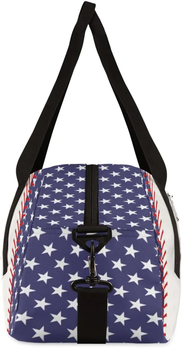 Baseball Stitches Kids Duffel Bag for Girls Boys Teens, Stars Pattern Dance Bag Overnight Small Duffel Bag Carry On Weekend Sports Gym Travel Bag for School Practice Gymnastics Ballet