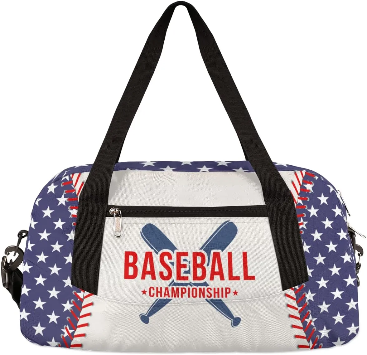 Baseball Stitches Kids Duffel Bag for Girls Boys Teens, Stars Pattern Dance Bag Overnight Small Duffel Bag Carry On Weekend Sports Gym Travel Bag for School Practice Gymnastics Ballet