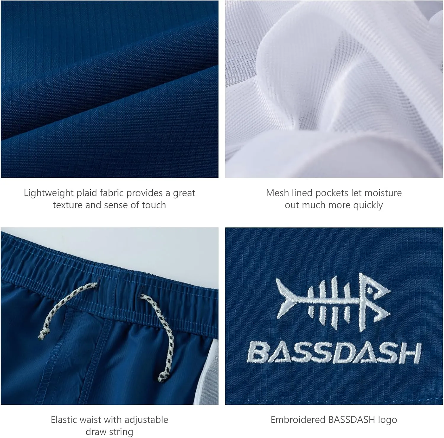 BASSDASH Men's 8''Fishing Water Shorts Quick Dry UPF 50  Lightweight Cargo Hiking Kayaking Casual Bottom