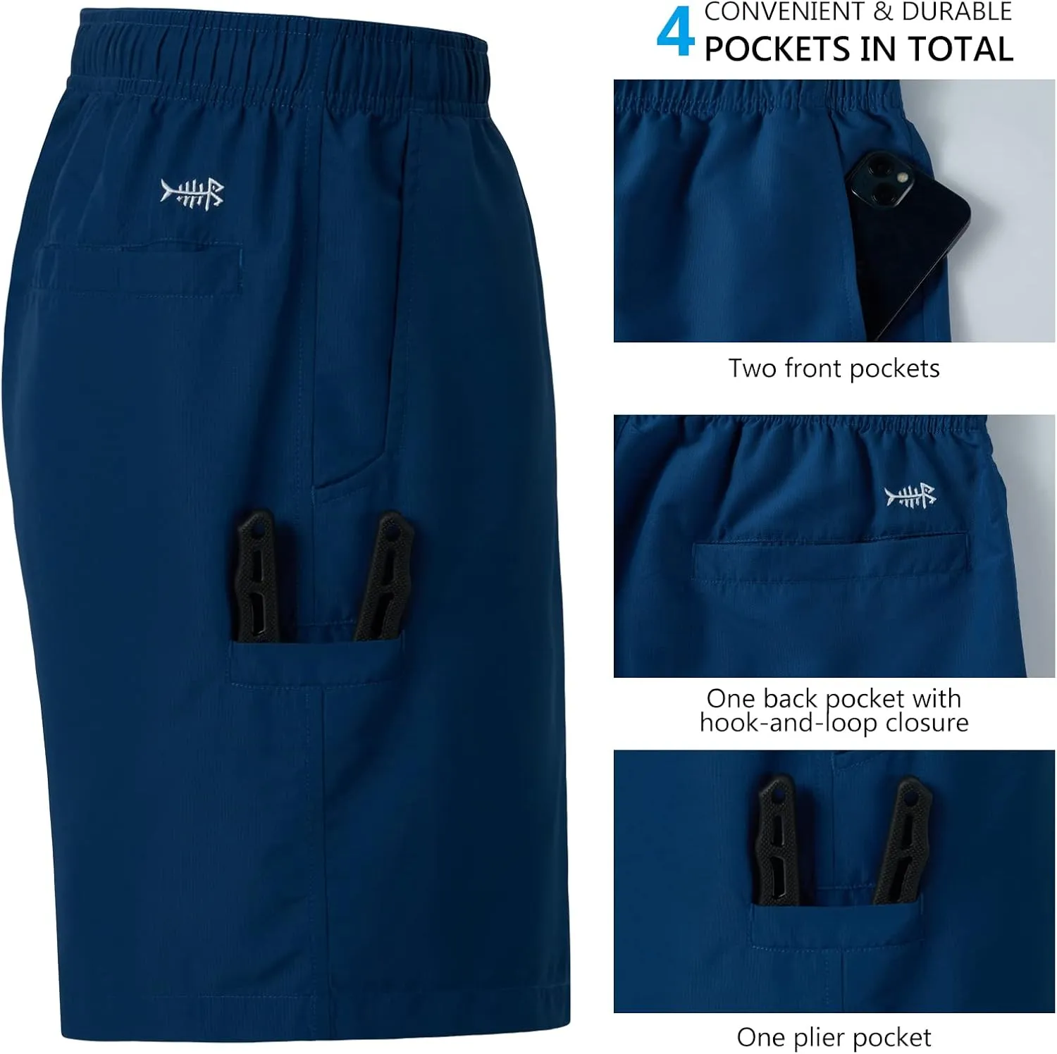 BASSDASH Men's 8''Fishing Water Shorts Quick Dry UPF 50  Lightweight Cargo Hiking Kayaking Casual Bottom