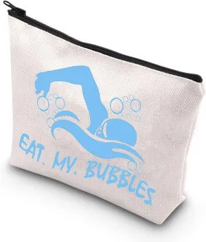 BDPWSS Swim Makeup Bag Swimming Lover Cosmetic Bag Eat My Bubbles Funny Swim Team Gift Swimmer Gift Swimming Coach Gift (My bubbles)
