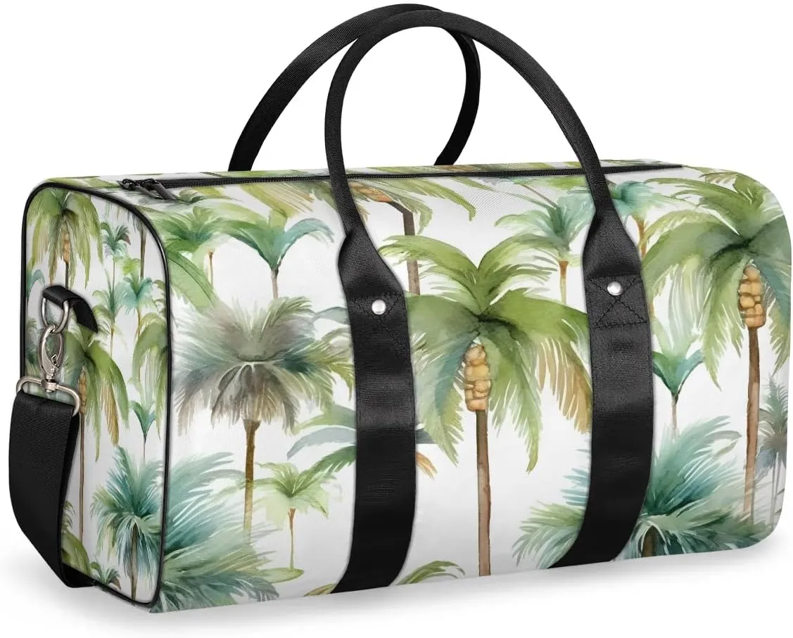 Beach Coconut Tree Travel Duffel Bag for Women Men Waterproof Foldable Overnight Weekender Bag Large Capacity Sports Gym Bag