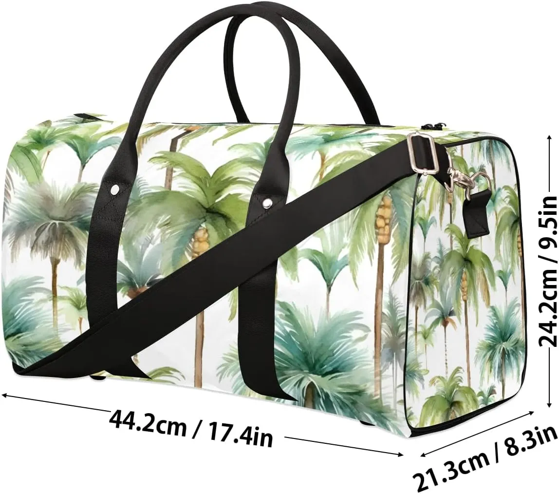 Beach Coconut Tree Travel Duffel Bag for Women Men Waterproof Foldable Overnight Weekender Bag Large Capacity Sports Gym Bag