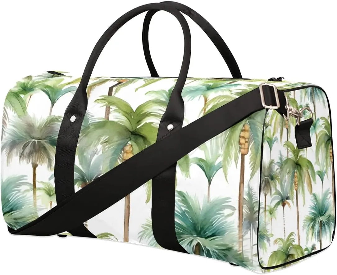 Beach Coconut Tree Travel Duffel Bag for Women Men Waterproof Foldable Overnight Weekender Bag Large Capacity Sports Gym Bag
