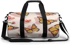 Beauty Monarch Butterfly Gym Bag Sports Duffle Bags for Men Women Travel Swimming Fitness with Shoe And Wet Compartment
