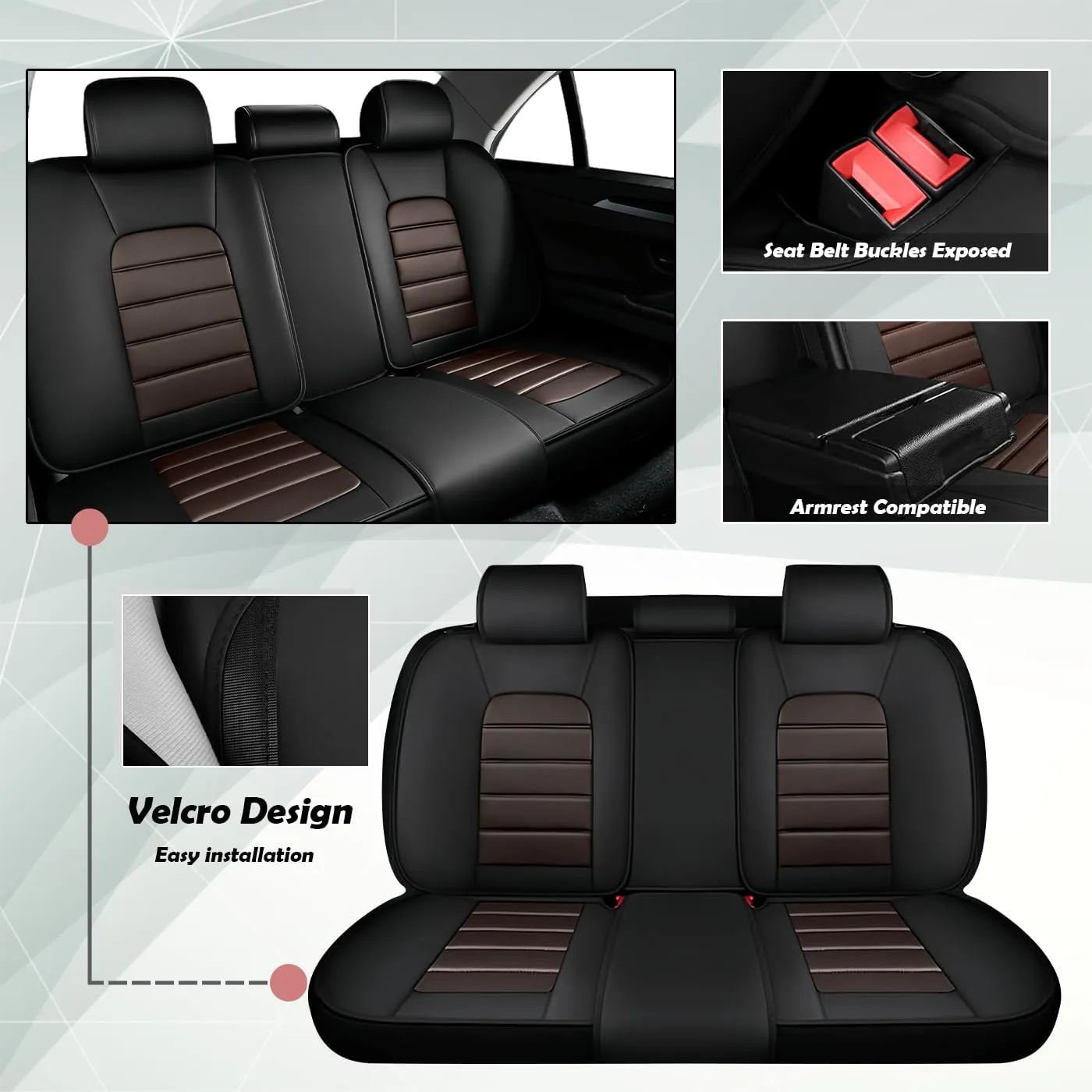 Benz CLK-Class 2000-2009 Car Seat Covers Full Set - Premium Leather Seat Covers for Cars, All-Weather Protection for Enhanced Protection & Style(Full Set with Pillow,Coffee)