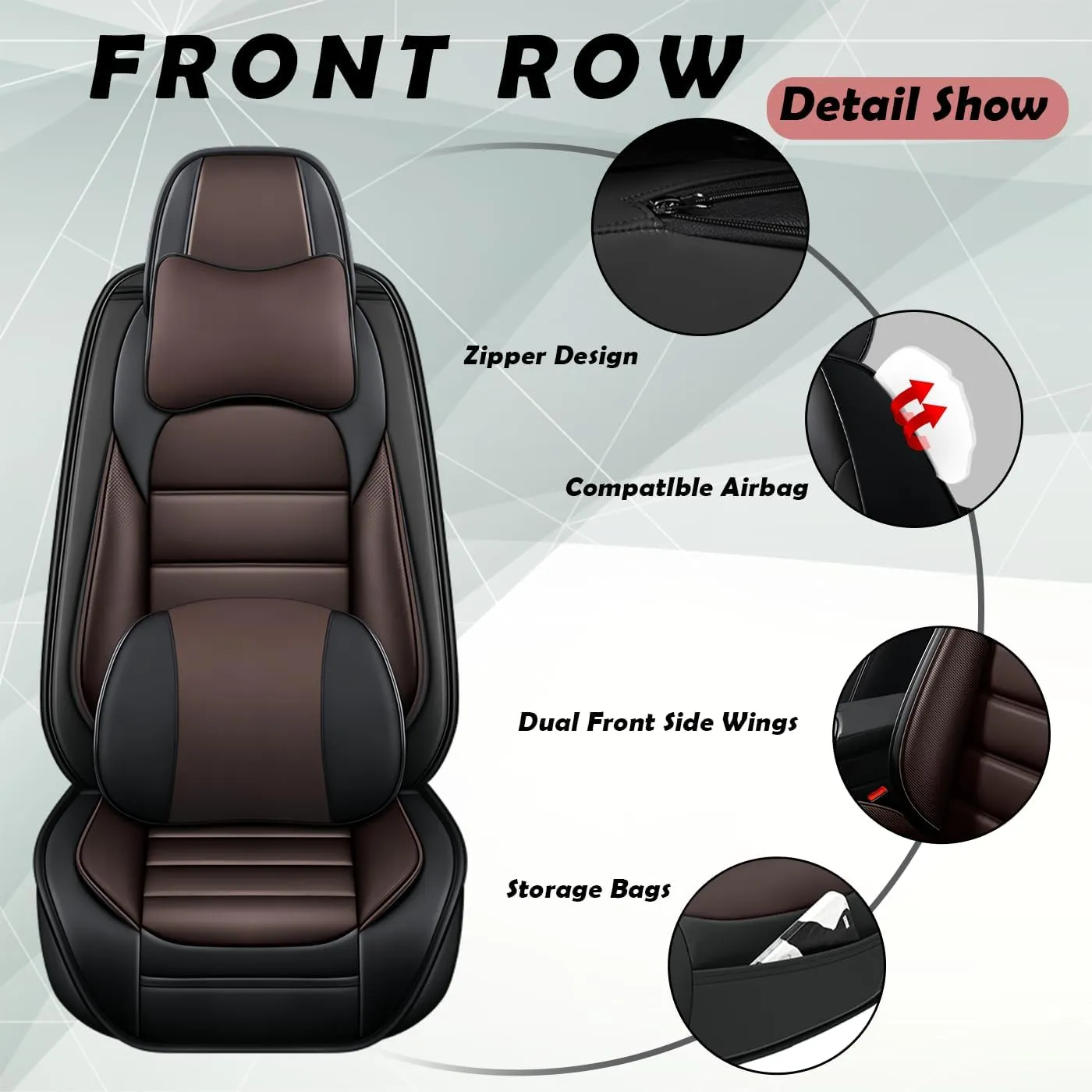 Benz CLK-Class 2000-2009 Car Seat Covers Full Set - Premium Leather Seat Covers for Cars, All-Weather Protection for Enhanced Protection & Style(Full Set with Pillow,Coffee)