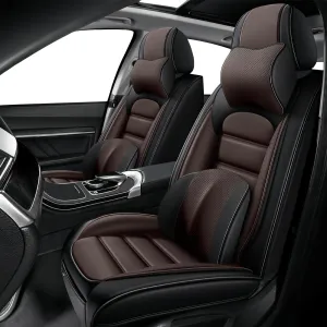 Benz CLK-Class 2000-2009 Car Seat Covers Full Set - Premium Leather Seat Covers for Cars, All-Weather Protection for Enhanced Protection & Style(Full Set with Pillow,Coffee)