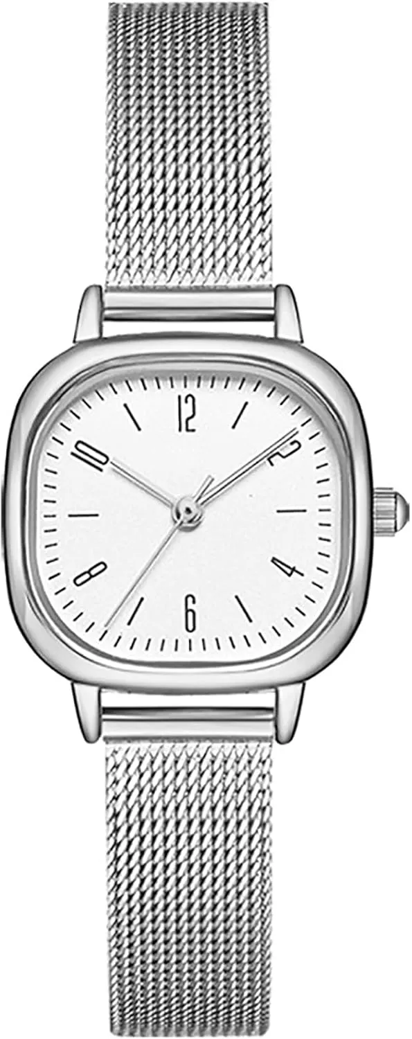 BESTKANG Women's Mesh Bracelet Watch Retro Square Stainless Steel Ladies Watch Dress Waterproof Analog Quartz Watches for Women