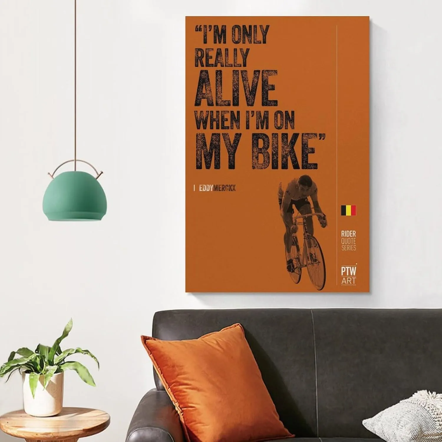 Bicycle Art, Famous Road Cyclist Eddy Merckx Motivational Quotes Poster, Man Cave Gym Canvas Wall Art Picture Home Decor Canvas Painting Posters And Prints Wall Art Pictures for Living Room Bedroom De