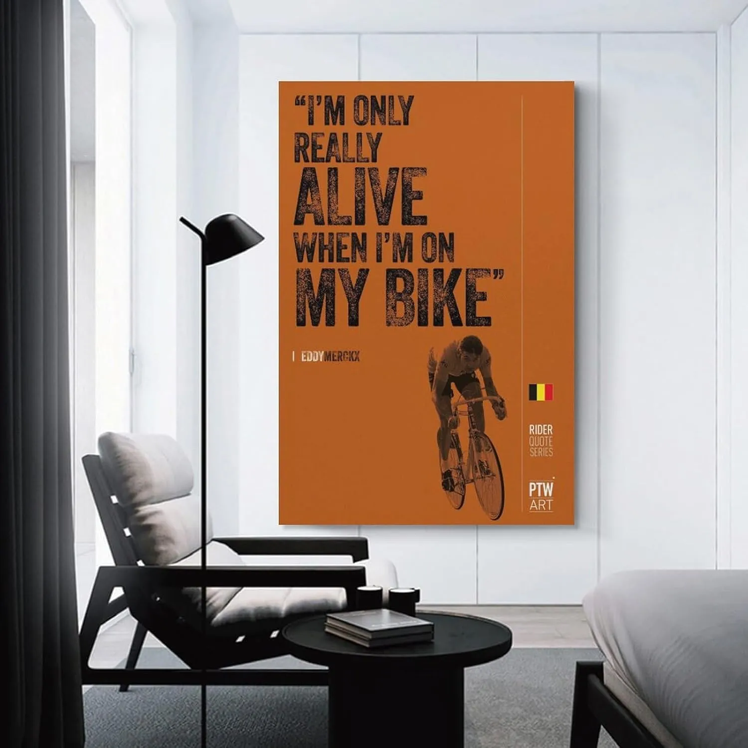 Bicycle Art, Famous Road Cyclist Eddy Merckx Motivational Quotes Poster, Man Cave Gym Canvas Wall Art Picture Home Decor Canvas Painting Posters And Prints Wall Art Pictures for Living Room Bedroom De