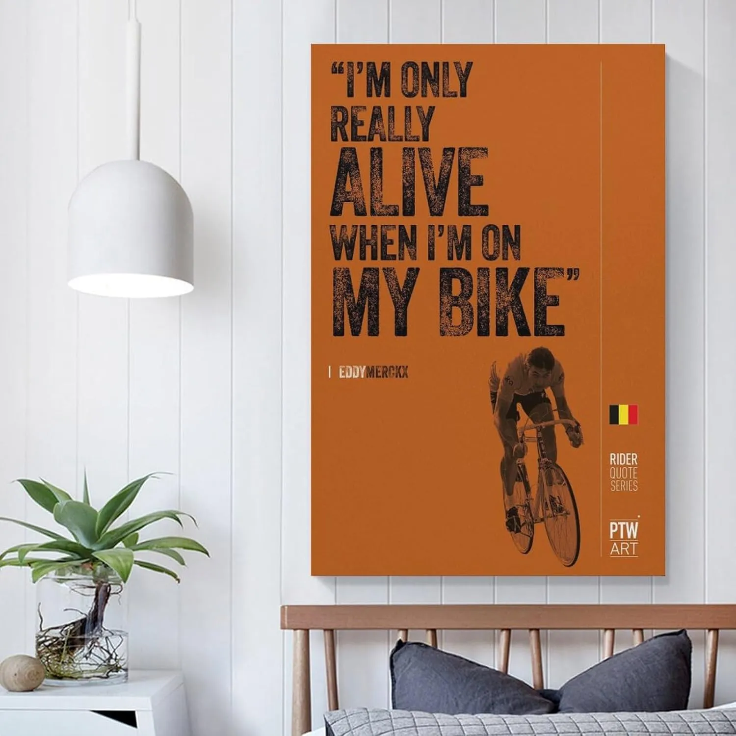 Bicycle Art, Famous Road Cyclist Eddy Merckx Motivational Quotes Poster, Man Cave Gym Canvas Wall Art Picture Home Decor Canvas Painting Posters And Prints Wall Art Pictures for Living Room Bedroom De