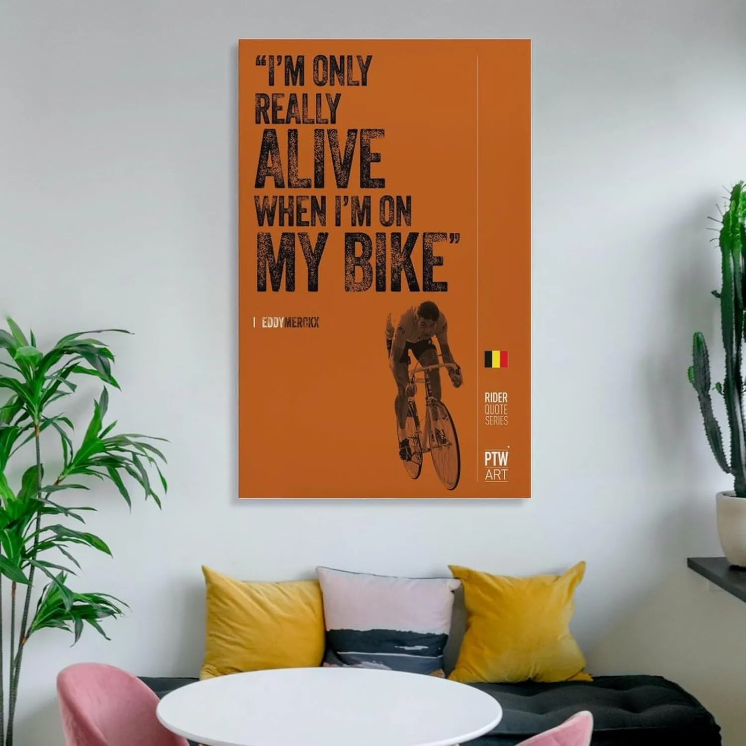 Bicycle Art, Famous Road Cyclist Eddy Merckx Motivational Quotes Poster, Man Cave Gym Canvas Wall Art Picture Home Decor Canvas Painting Posters And Prints Wall Art Pictures for Living Room Bedroom De