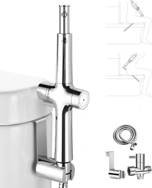 Bidet Attachment for Toilet-Handheld Bidet Sprayer for Toilet-Dual Nozzle Bidet Toilet with Adjustable Water Pressure - Feminine & Rear Wash-Easy Installation