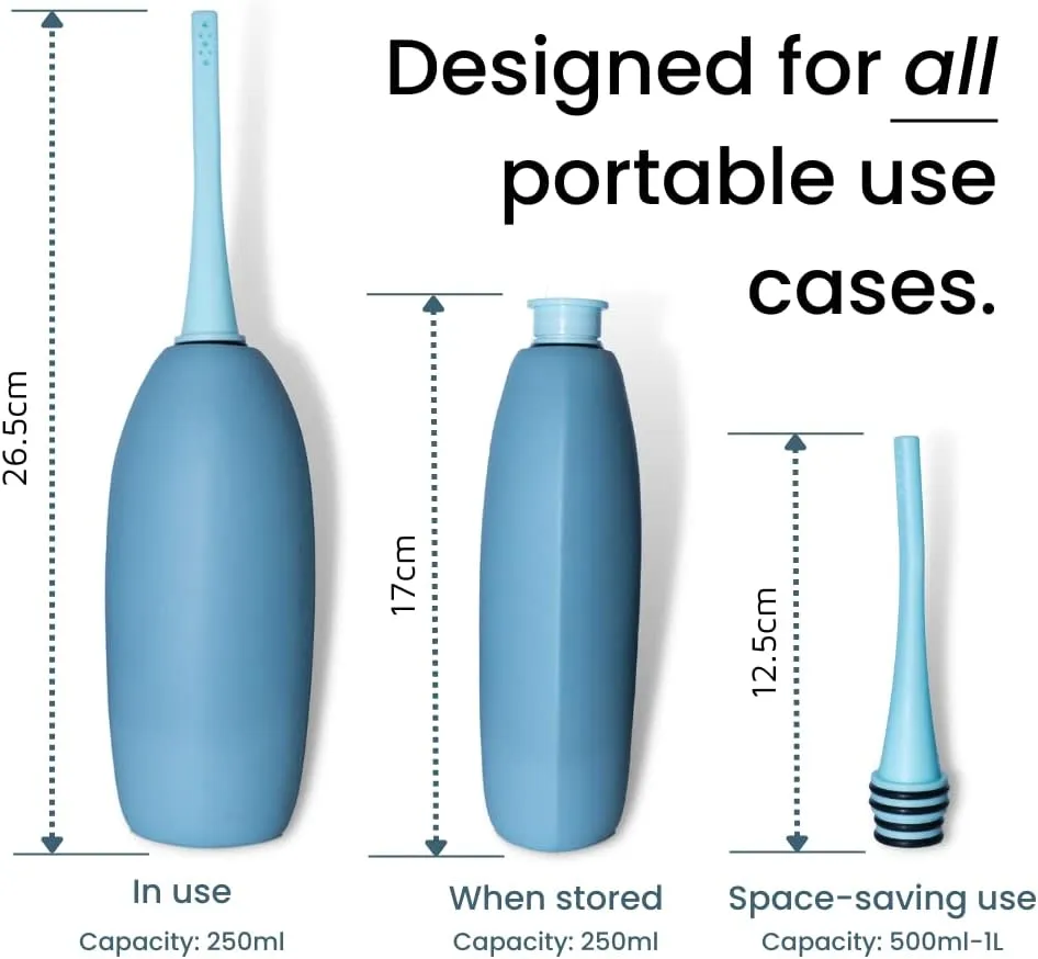 BIDOO The Universal, Portable Bidet (Aqua) with Cap and Travel Bag l Replaces Wet Wipes and Shower Toilet l Peri Bottle for Postpartum l Elder Care l New Moms l Pre and Post-Intimacy