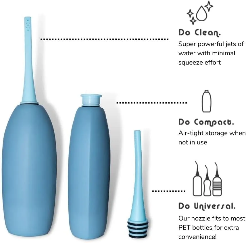 BIDOO The Universal, Portable Bidet (Aqua) with Cap and Travel Bag l Replaces Wet Wipes and Shower Toilet l Peri Bottle for Postpartum l Elder Care l New Moms l Pre and Post-Intimacy