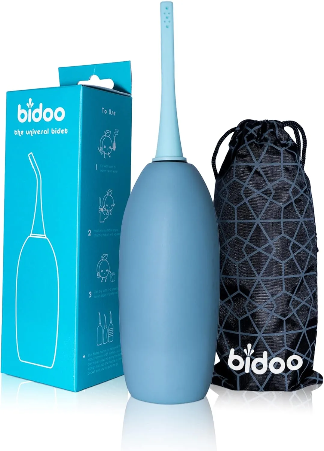 BIDOO The Universal, Portable Bidet (Aqua) with Cap and Travel Bag l Replaces Wet Wipes and Shower Toilet l Peri Bottle for Postpartum l Elder Care l New Moms l Pre and Post-Intimacy