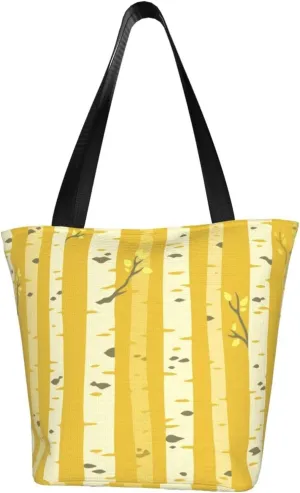 Birch Trees Pattern Large Capacity Reusable Shoulder Bag Tote Bag For Women For Travel Beach Work Shopping