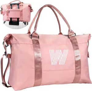 Birthday Gifts for 6 7 8 9 10 Year Old Girls, Initial Travel Duffel Bag, Weekender Bag，Monogram Overnight Bag Wedding Girlfriend Birthday Gifts for Women Gifts for Teen Girls (Letter W)