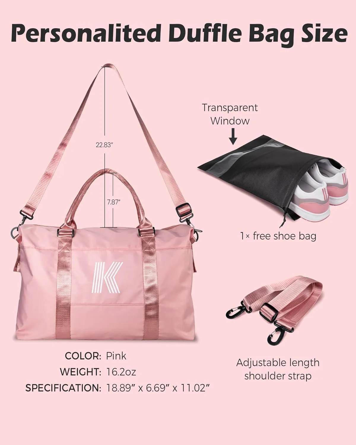 Birthday Gifts for 6 7 8 9 10 Year Old Girls, Initial Travel Duffel Bag, Weekender Bag，Monogram Overnight Bag Wedding Girlfriend Birthday Gifts for Women Gifts for Teen Girls (Letter W)