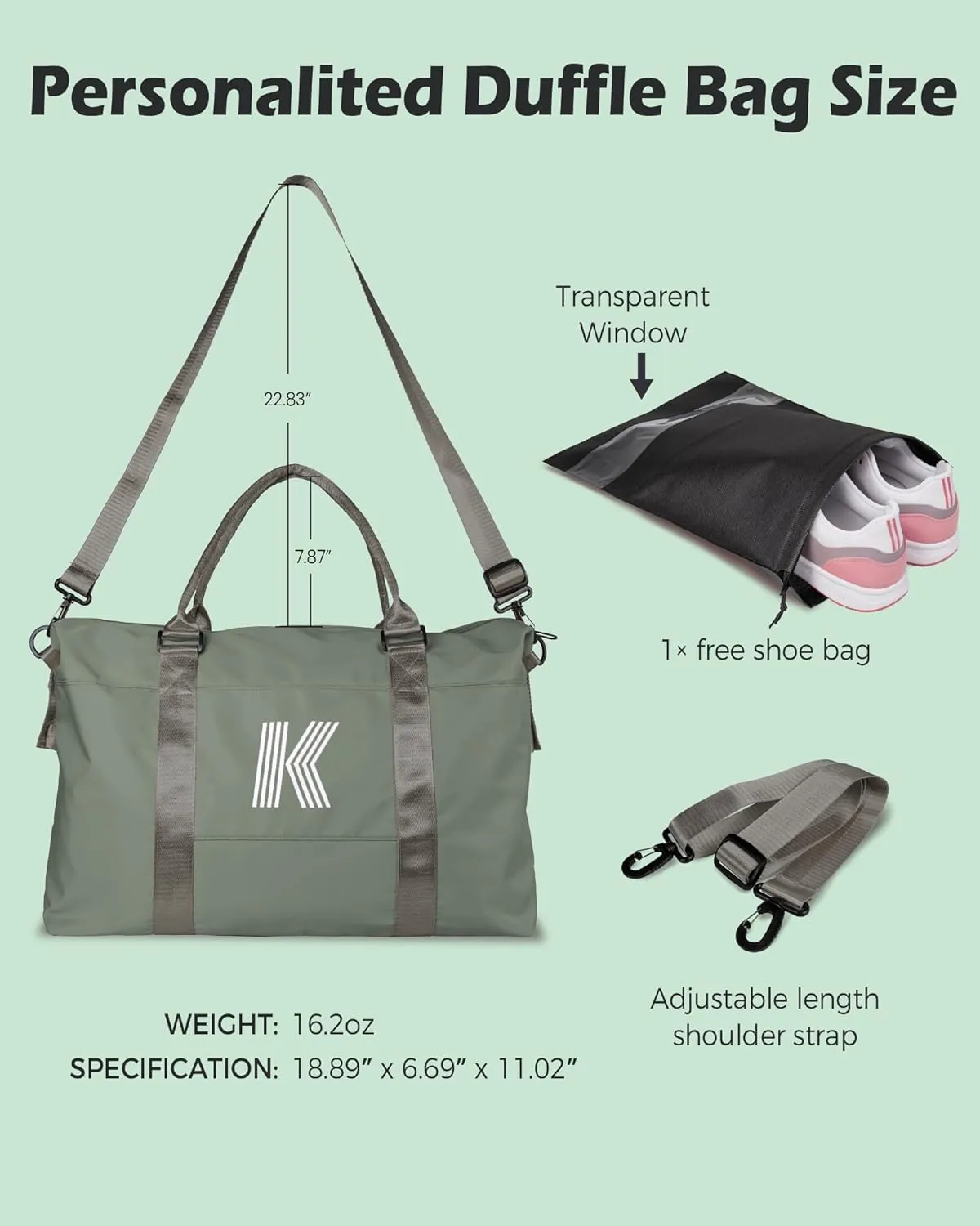 Birthday Gifts for Teen Girls, Initial Travel Duffel Bag, Sports Gym Bag, Personalized Weekender Bag,Monogram Overnight Bag, Birthday Gifts Daughter Gifts Friend Gifts (Letter D)