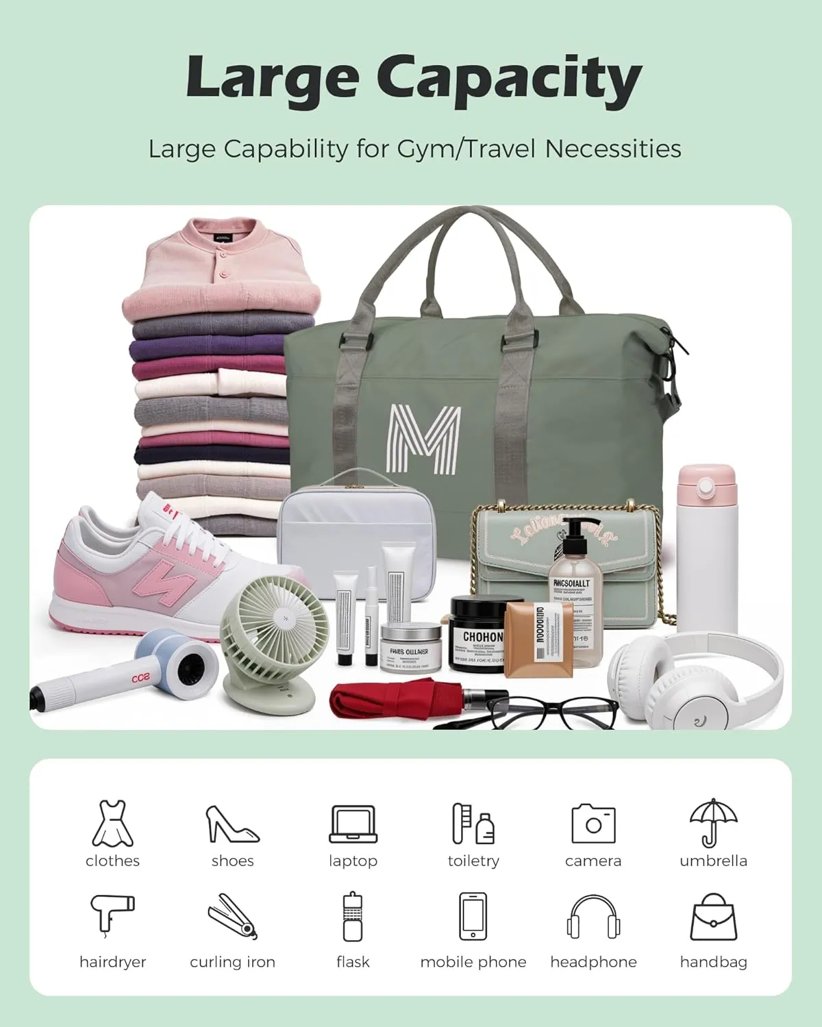 Birthday Gifts for Teen Girls, Initial Travel Duffel Bag, Sports Gym Bag, Personalized Weekender Bag,Monogram Overnight Bag, Birthday Gifts Daughter Gifts Friend Gifts (Letter D)
