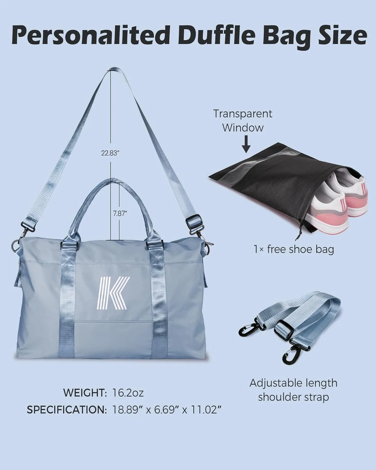 Birthday Gifts for Women, Initial Travel Duffel Bag, Duffel Bag,Personalized Weekender Bag，Monogram Overnight Bag Wedding Girlfriend Birthday Gifts for Women Gifts for Teen Girls (Letter W)