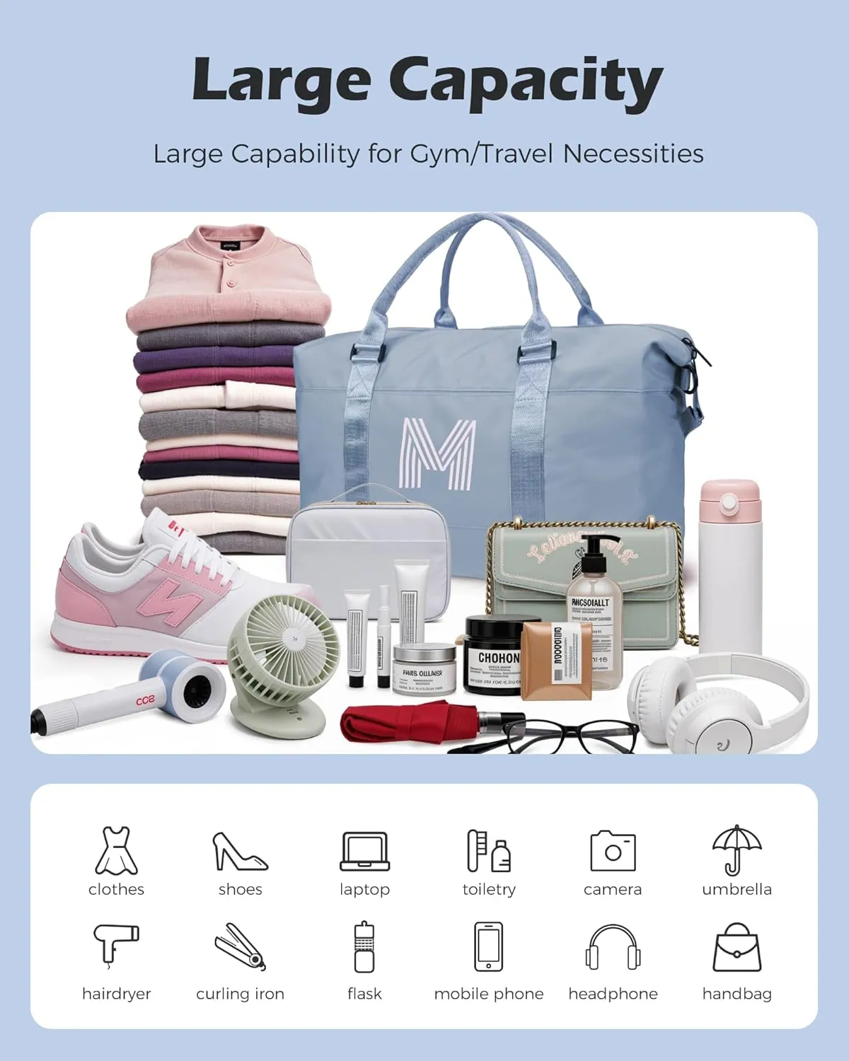 Birthday Gifts for Women, Initial Travel Duffel Bag, Duffel Bag,Personalized Weekender Bag，Monogram Overnight Bag Wedding Girlfriend Birthday Gifts for Women Gifts for Teen Girls (Letter W)