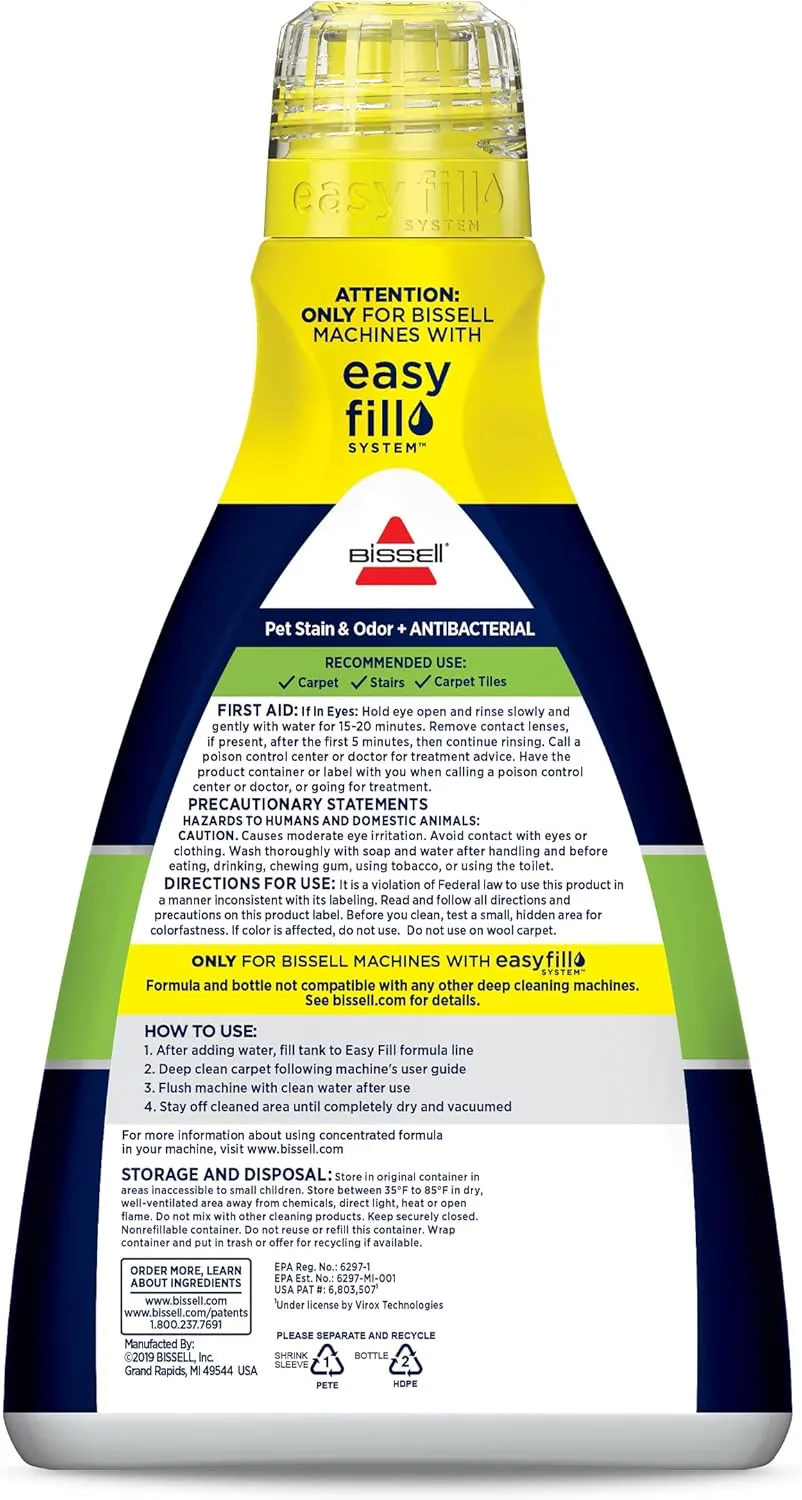 Bissell Pet Stain & Odor Plus Antibacterial 2 in 1 Carpet Formula