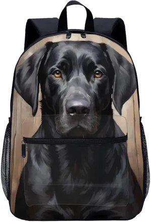 Black Labrador 17 Inch Laptop Backpack Large Capacity Daypack Travel Shoulder Bag for Men&Women