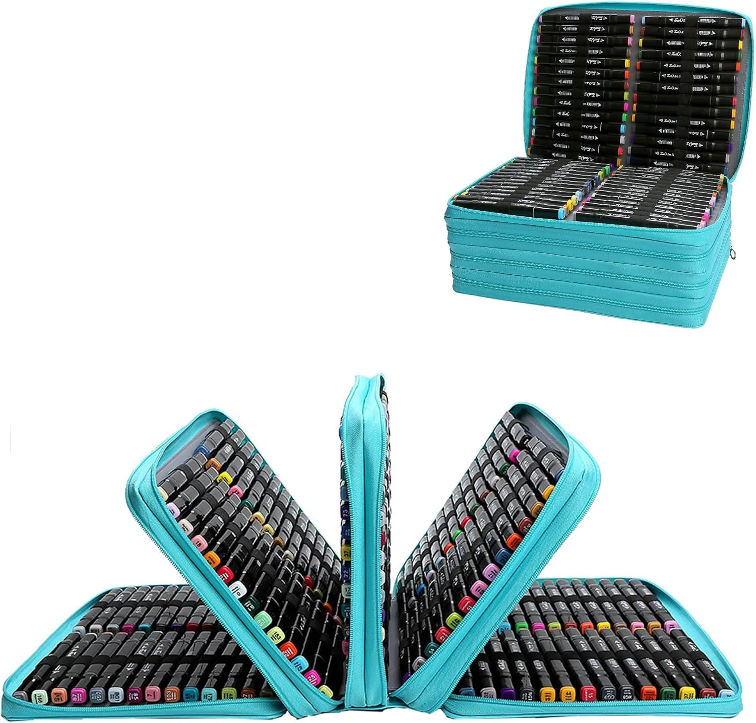 Black Marker Case, 224 Slots Alcohol Marker Case Markers Carrying Bag Holder for Art Sketch Marker, Permanent Paint Marker, Dry Erase Marker, Repair Marker Pen, Color Highlighte Art Supplies
