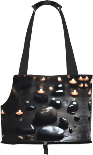 Black Mystery Heart Stone Printed Portable Foldable pet Shoulder Bag, Suitable for Carrying Small Pets